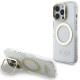 Skaidrus dėklas Apple iPhone 16 Pro telefonui "Guess IML Gold Outline Stand Camera Frame MagSafe Case"