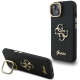 Juodas dėklas Apple iPhone 13 telefonui "Guess PU Grained 4G Logo Stand Camera Frame Case"