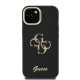 Juodas dėklas Apple iPhone 13 telefonui "Guess PU Grained 4G Logo Stand Camera Frame Case"