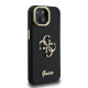 Juodas dėklas Apple iPhone 13 telefonui "Guess PU Grained 4G Logo Stand Camera Frame Case"