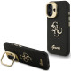 Juodas dėklas Apple iPhone 16 telefonui "Guess PU Grained 4G Logo Stand Camera Frame Case"
