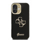 Juodas dėklas Apple iPhone 16 telefonui "Guess PU Grained 4G Logo Stand Camera Frame Case"
