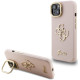 Rožinis dėklas Apple iPhone 15 telefonui "Guess PU Grained 4G Logo Stand Camera Frame Case"