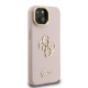 Rožinis dėklas Apple iPhone 15 telefonui "Guess PU Grained 4G Logo Stand Camera Frame Case"