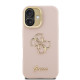 Rožinis dėklas Apple iPhone 16 telefonui "Guess PU Grained 4G Logo Stand Camera Frame Case"