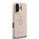 Rožinis dėklas Apple iPhone 16 telefonui "Guess PU Grained 4G Logo Stand Camera Frame Case"
