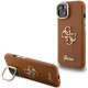 Rudas dėklas Apple iPhone 14 telefonui "Guess PU Grained 4G Logo Stand Camera Frame Case"