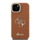 Rudas dėklas Apple iPhone 14 telefonui "Guess PU Grained 4G Logo Stand Camera Frame Case"