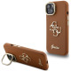 Rudas dėklas Apple iPhone 15 telefonui "Guess PU Grained 4G Logo Stand Camera Frame Case"