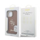 Rudas dėklas Apple iPhone 15 telefonui "Guess PU Grained 4G Logo Stand Camera Frame Case"