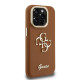 Rudas dėklas Apple iPhone 15 Pro Max telefonui "Guess PU Grained 4G Logo Stand Camera Frame Case"