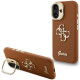 Rudas dėklas Apple iPhone 16 telefonui "Guess PU Grained 4G Logo Stand Camera Frame Case"