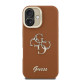 Rudas dėklas Apple iPhone 16 telefonui "Guess PU Grained 4G Logo Stand Camera Frame Case"