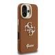 Rudas dėklas Apple iPhone 16 telefonui "Guess PU Grained 4G Logo Stand Camera Frame Case"