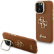 Rudas dėklas Apple iPhone 16 Pro telefonui "Guess PU Grained 4G Logo Stand Camera Frame Case"
