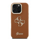 Rudas dėklas Apple iPhone 16 Pro telefonui "Guess PU Grained 4G Logo Stand Camera Frame Case"