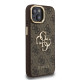 Rudas dėklas Apple iPhone 15 telefonui "Guess PU 4G Metal Logo Stand Camera Frame Case"