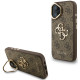 Rudas dėklas Apple iPhone 16 telefonui "Guess PU 4G Metal Logo Stand Camera Frame Case"