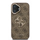 Rudas dėklas Apple iPhone 16 telefonui "Guess PU 4G Metal Logo Stand Camera Frame Case"