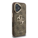 Rudas dėklas Apple iPhone 16 telefonui "Guess PU 4G Metal Logo Stand Camera Frame Case"