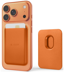 Oranžinis Magsafe kortelių dėklas telefonams "Tech-Protect MagWallet Card Holder"