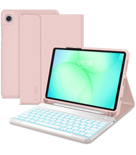 Rožinis atverčiamas dėklas + klaviatūra Samsung Galaxy Tab A9 / A11 8.7 planšetei "Tech-Protect SC + Keyboard"