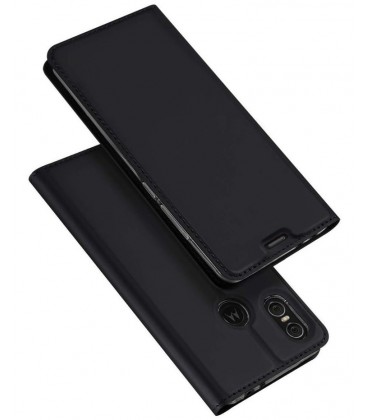 Juodas atverčiamas dėklas Motorola Moto One telefonui "Dux Ducis Skin"