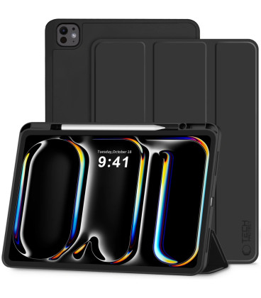 Juodas atverčiamas dėklas Apple iPad Pro 13” 7 / 8 / 2024-2025 planšetei "Tech-Protect SC"