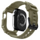 Žalias (Khaki) dėklas - apyrankė Apple Watch 10 / 11 (46mm) laikrodžiui "Spigen Rugged Armor PRO"