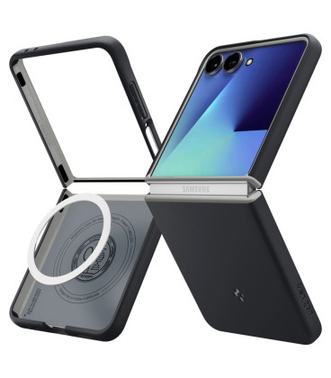 Juodas dėklas Samsung Galaxy Z Flip 7 telefonui "Spigen Nano Pop MAG Magsafe"