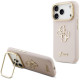 Rožinis dėklas Apple iPhone 17 Pro telefonui "Guess PU Grained 4G Logo Stand Camera Frame Case"