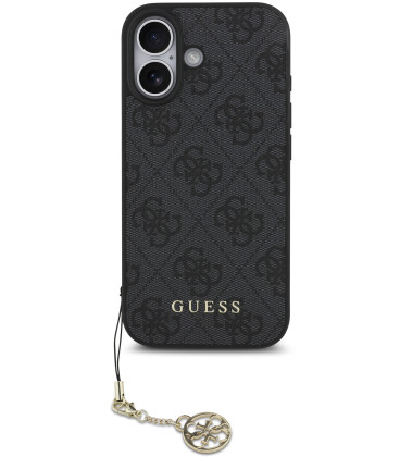 Pilkas dėklas Apple iPhone 17 telefonui "Guess 4G Charm Case"