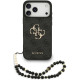 Juodas dėklas Apple iPhone 17 Pro Max telefonui "Guess PU 4G Metal Logo Strap Case"