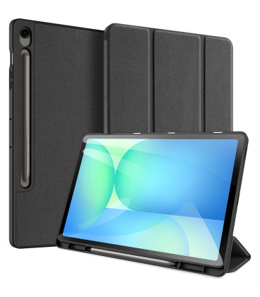 Juodas atverčiamas dėklas Samsung Galaxy Tab S10 FE Plus planšetei "Dux Ducis Domo"