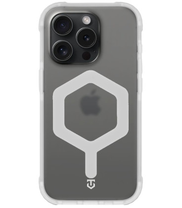 Skaidrus / baltas dėklas Apple iPhone 15 Pro telefonui "Tactical MagForce Hexagon Cover"
