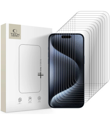 Apsauginiai grūdinti stiklai Apple iPhone 15 Pro Max telefonui "Tech-Protect Bundle 10-Pack"