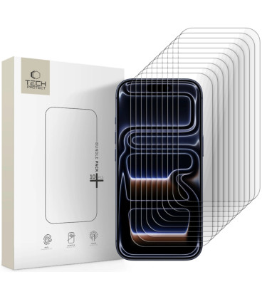 Apsauginiai grūdinti stiklai Apple iPhone 16 Pro / 17 / 17 Pro telefonui "Tech-Protect Bundle 10-Pack"