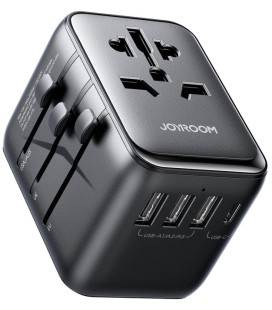 Juodas kelioninis adapteris 15W 1x USB-C, 3x USB-A "Joyroom JR-TCW01"