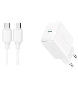 Baltas 20W 1xUSB-C pakrovėjas + USB-C - USB-C 100cm laidas "Joyroom JR-TCF20"