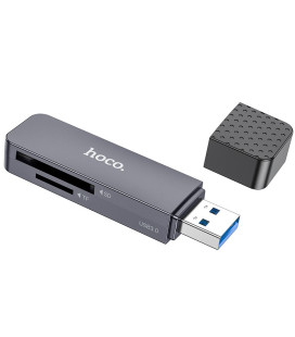 Pilkas atminties kortelių skaitytuvas "Hoco HB45 2-in-1 USB2.0"
