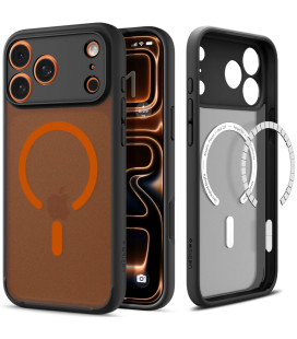 Matinis juodas / oranžinis dėklas Apple iPhone 17 Pro telefonui "Spigen Ultra Hybrid MAG Magsafe"