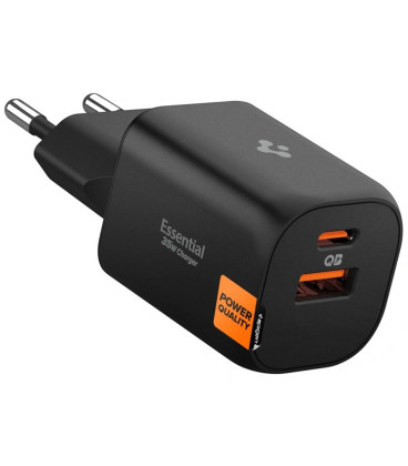 Juodas 35W 1xUSB-A + 1xUSB-C pakrovėjas "Spigen EE352EU Essential 2-Port"
