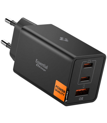 Juodas 67W 1xUSB-A + 2xUSB-C pakrovėjas "Spigen EE673EU Essential 2-Port"