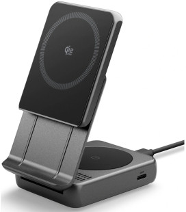 Juodas magnetinis pakrovėjas "Spigen Essential EF302MOQ Qi2.2 2in1 Magnetic Magsafe"