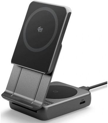 Juodas magnetinis pakrovėjas "Spigen Essential EF302MOQ Qi2.2 2in1 Magnetic Magsafe"