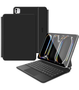 Juodas atverčiamas dėklas + Klaviatūra Apple iPad Pro 11" 5 / 6 2024-2025 planšetei "Tech-Protect Smartcase Magnetic"