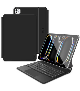 Juodas atverčiamas dėklas + Klaviatūra Apple iPad Pro 13” 7 / 8 2024-2025 planšetei "Tech-Protect Smartcase Magnetic"