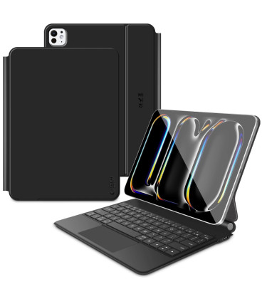 Juodas atverčiamas dėklas + Klaviatūra Apple iPad Pro 13” 7 / 8 2024-2025 planšetei "Tech-Protect Smartcase Magnetic"