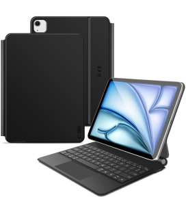 Juodas atverčiamas dėklas + Klaviatūra Apple iPad Air 10.9” 4 / 5 / 2020-2022 / 11” 6 / 7 / 8 / 2024-2026 "Tech-Protect Smartcas