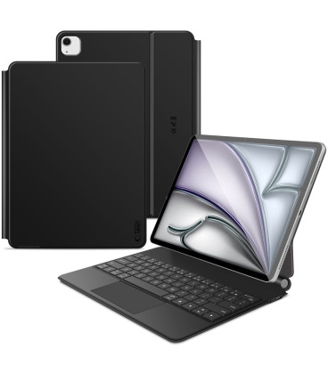 Juodas atverčiamas dėklas + Klaviatūra Apple iPad Pro 12.9” 4 / 5 / 6 / 2020-2022 / AIR 13” 1 / 2 / 3 / 2024-2026 "Tech-Protect"